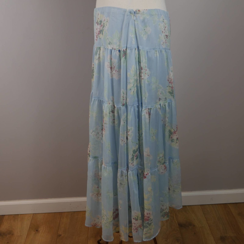 Lauren Ralph Lauren Size 12 Womens Light Blue Floral Tea-Length Skirt EUC - Picture 4 of 12